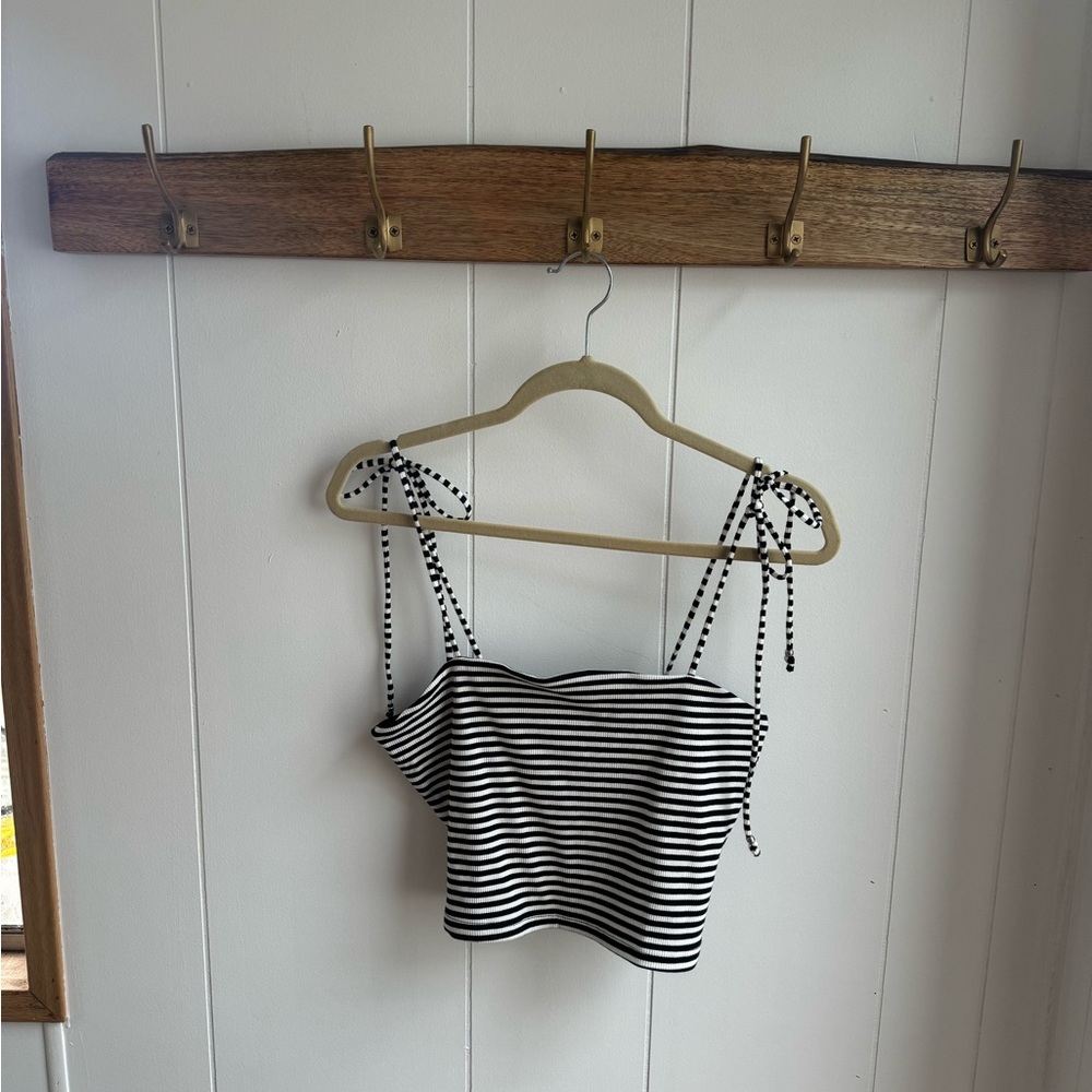 Black and White Striped Women's Top